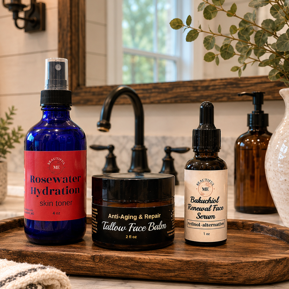 Natural Anti-Aging Skincare Collection – Tallow, Bakuchiol & Rosewater