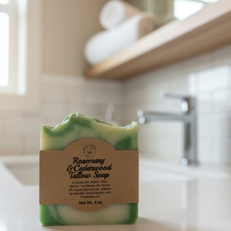 Rosemary & Cedarwood Tallow Soap Bar 4oz