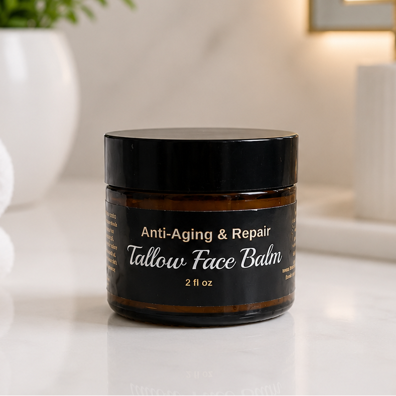 Anti-aging tallow face balm with calendula, frankincense and lavender 2 oz | Beautiful ME
